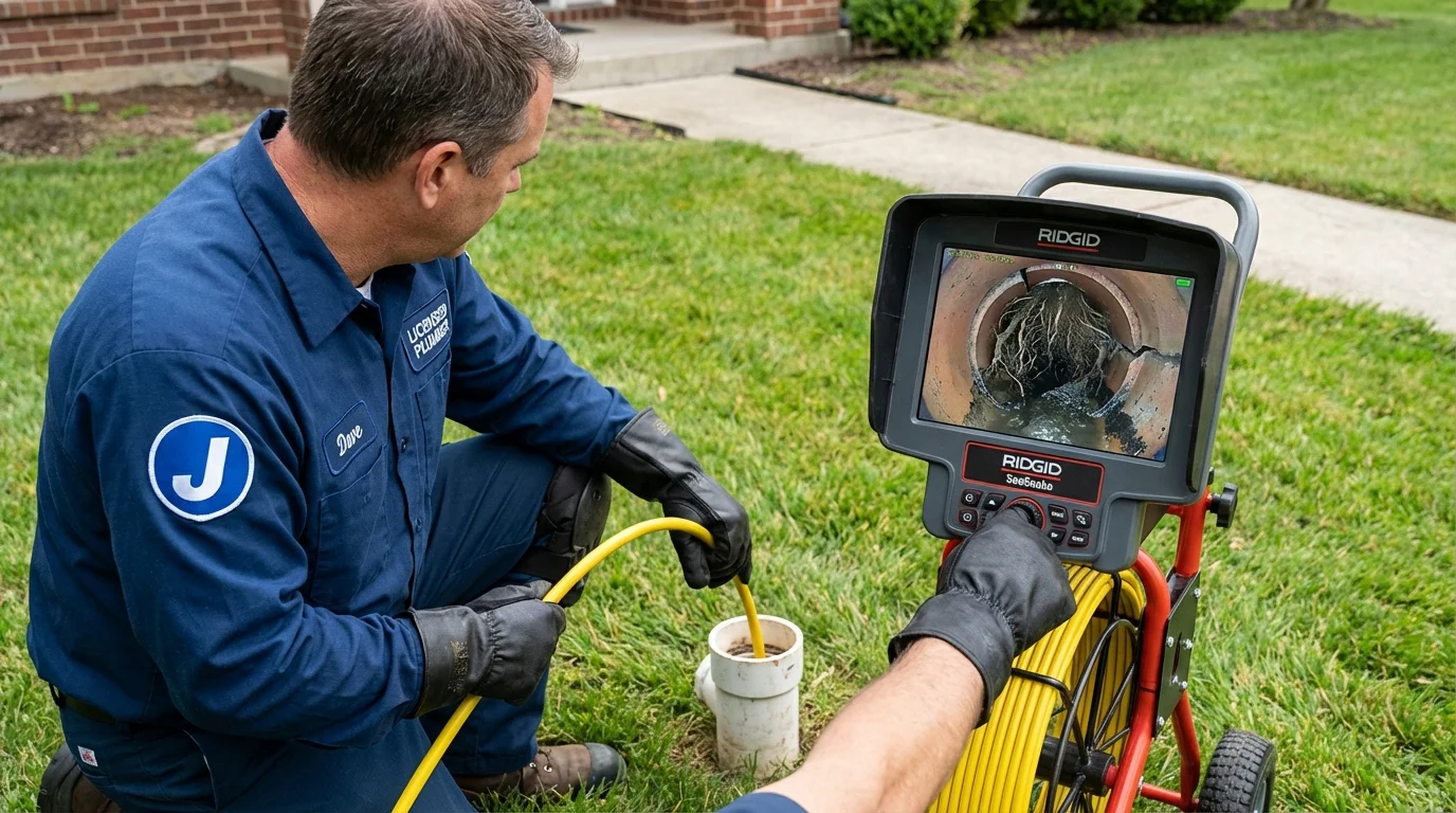 Sewer camera inspection being performed by Johns Plumbing LLC in Loyal
