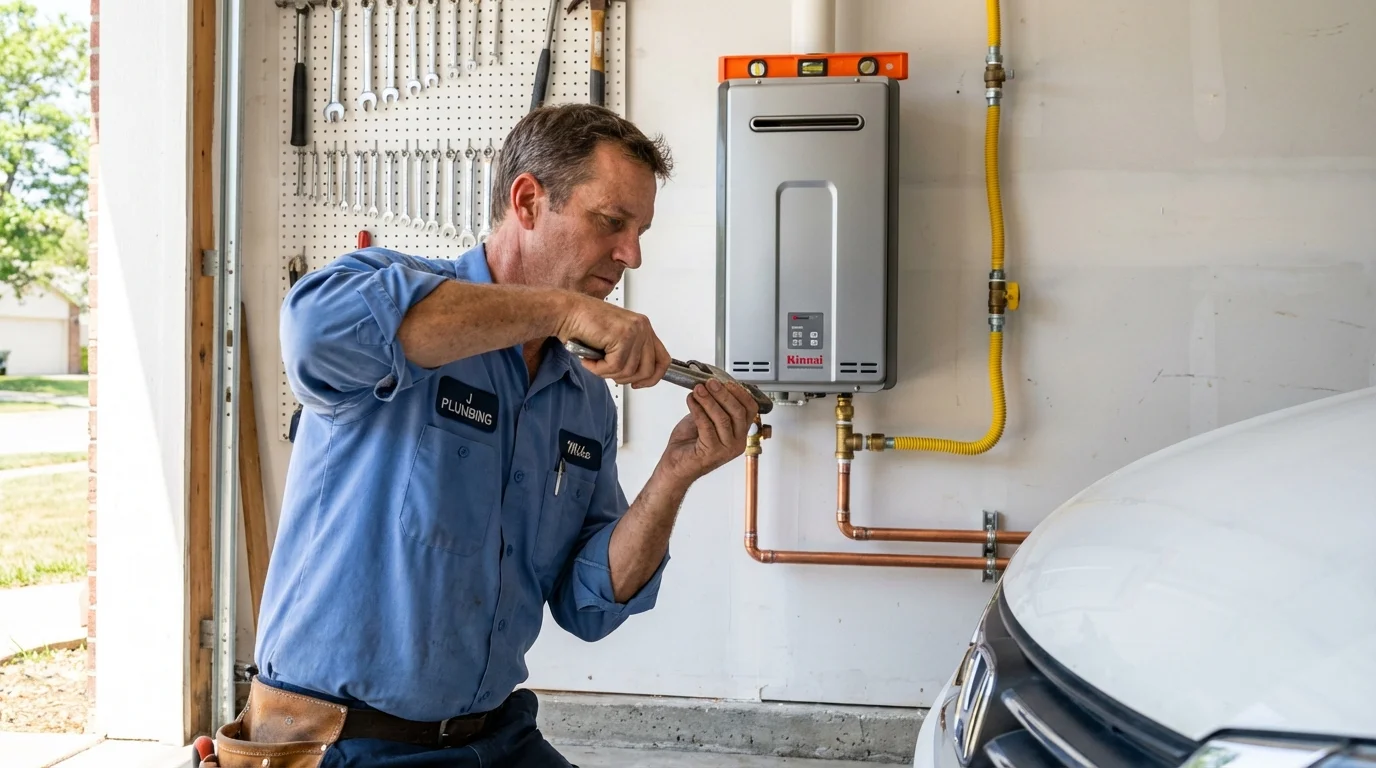 Tankless water heater installation by a Johns Plumbing LLC plumber in Loyal